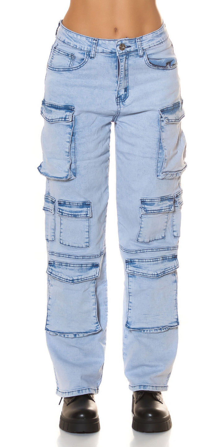 High-Waist Cargo Jeans