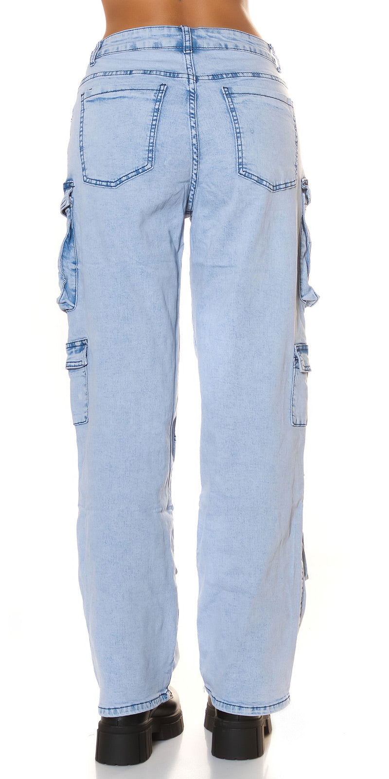 High-Waist Cargo Jeans