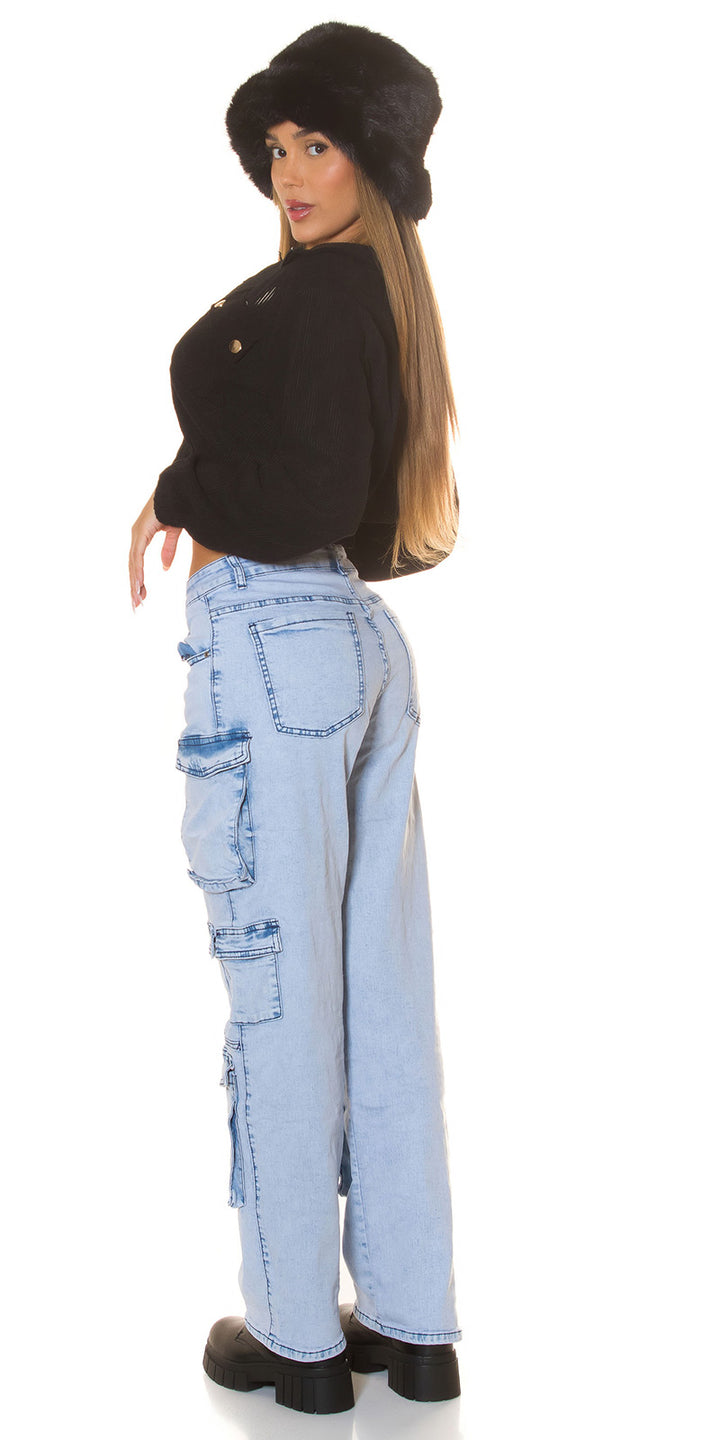 High-Waist Cargo Jeans