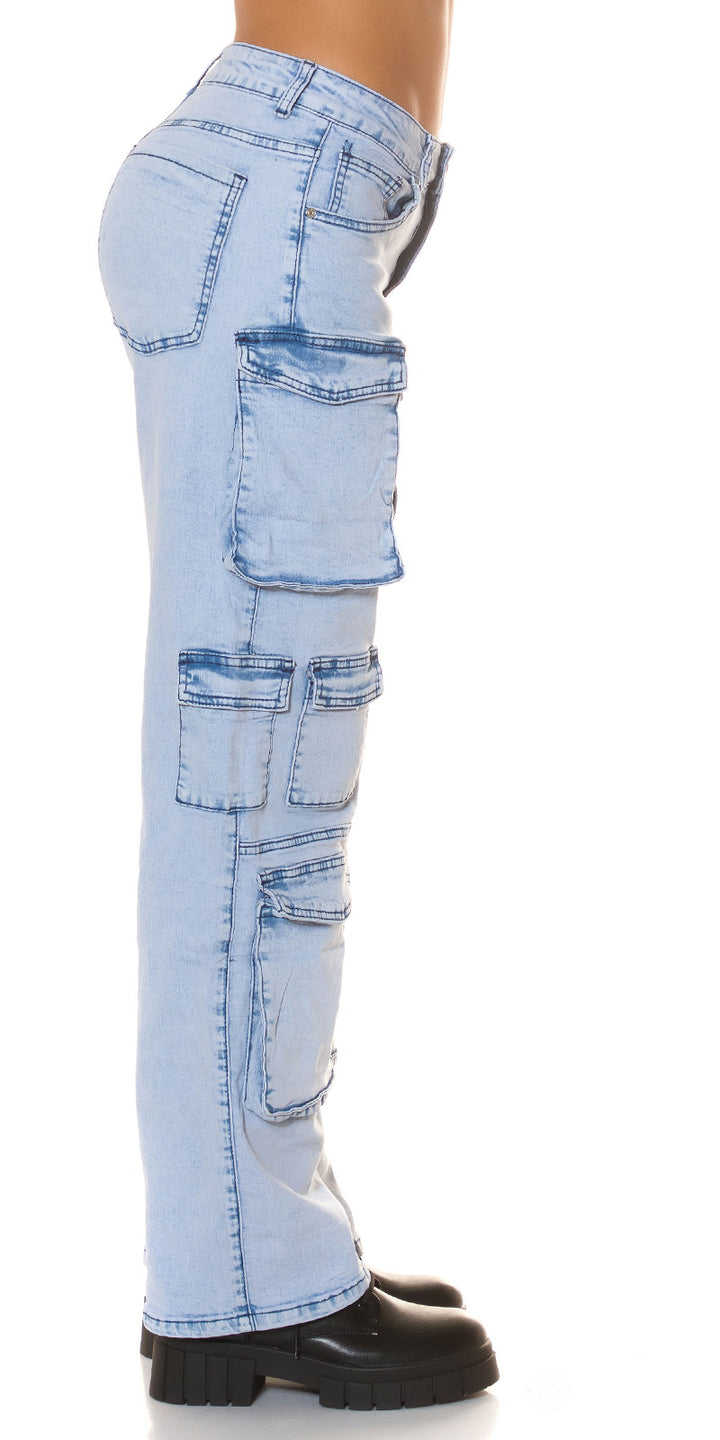 High-Waist Cargo Jeans