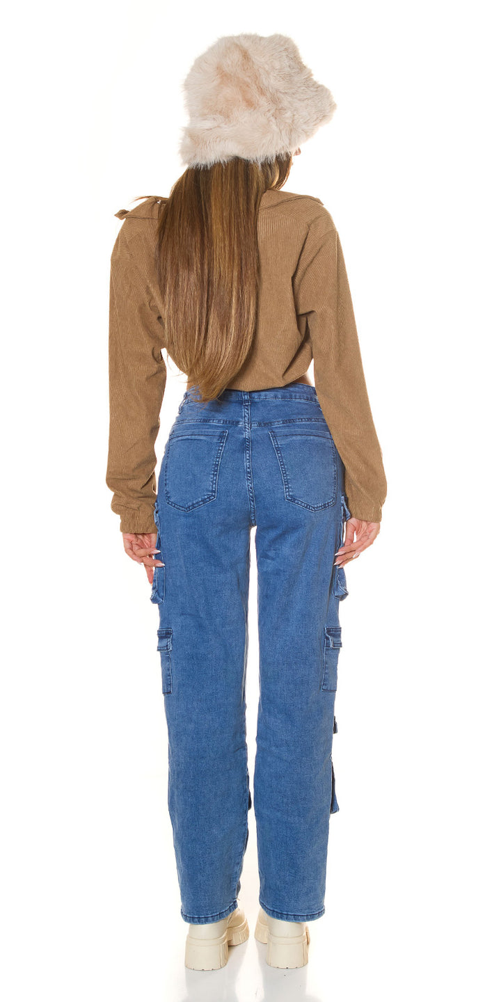 High-Waist Cargo Jeans