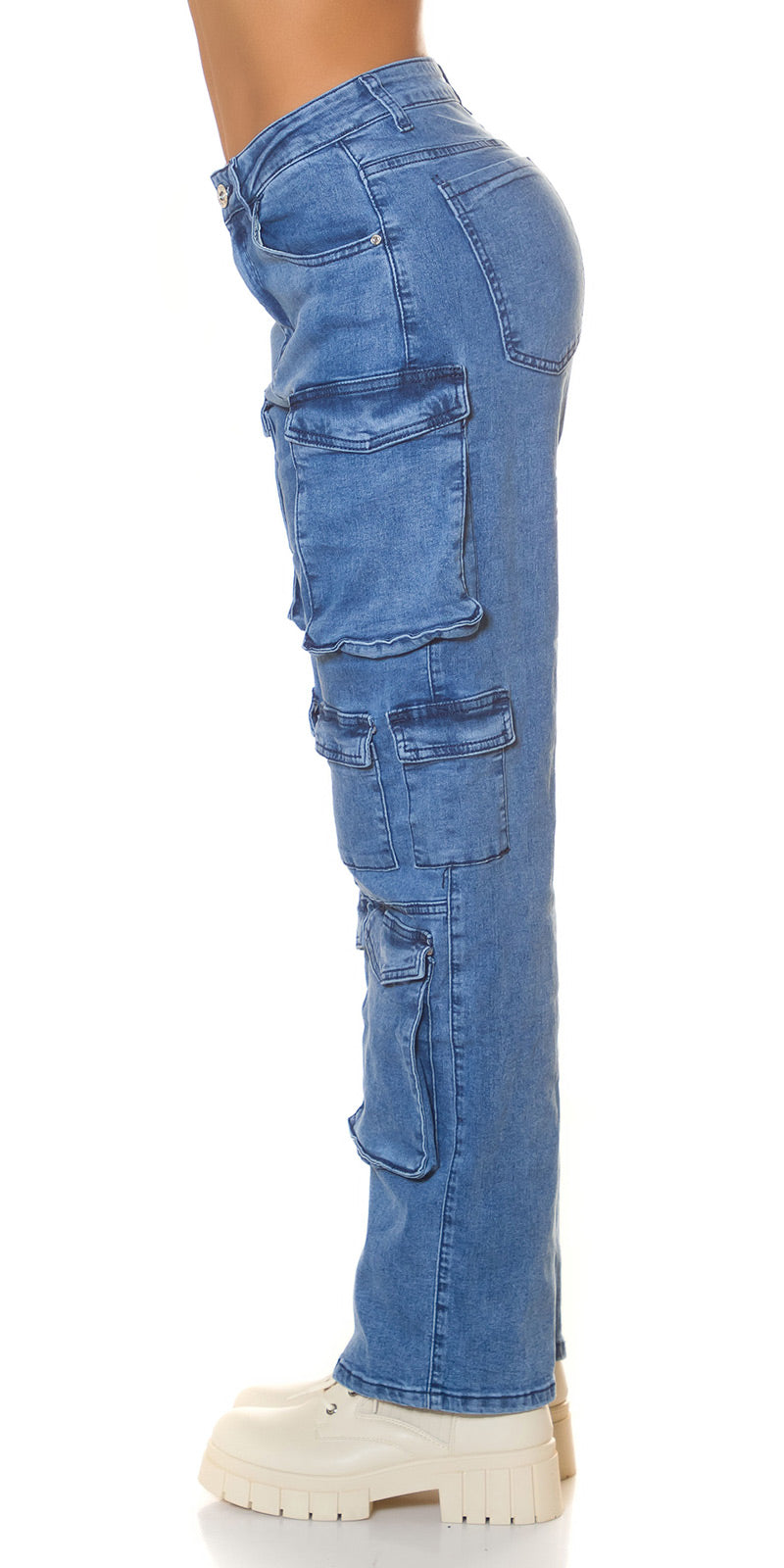 High-Waist Cargo Jeans