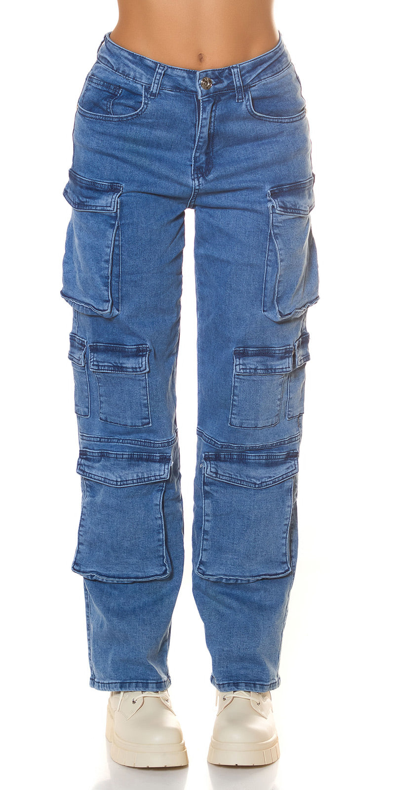 High-Waist Cargo Jeans