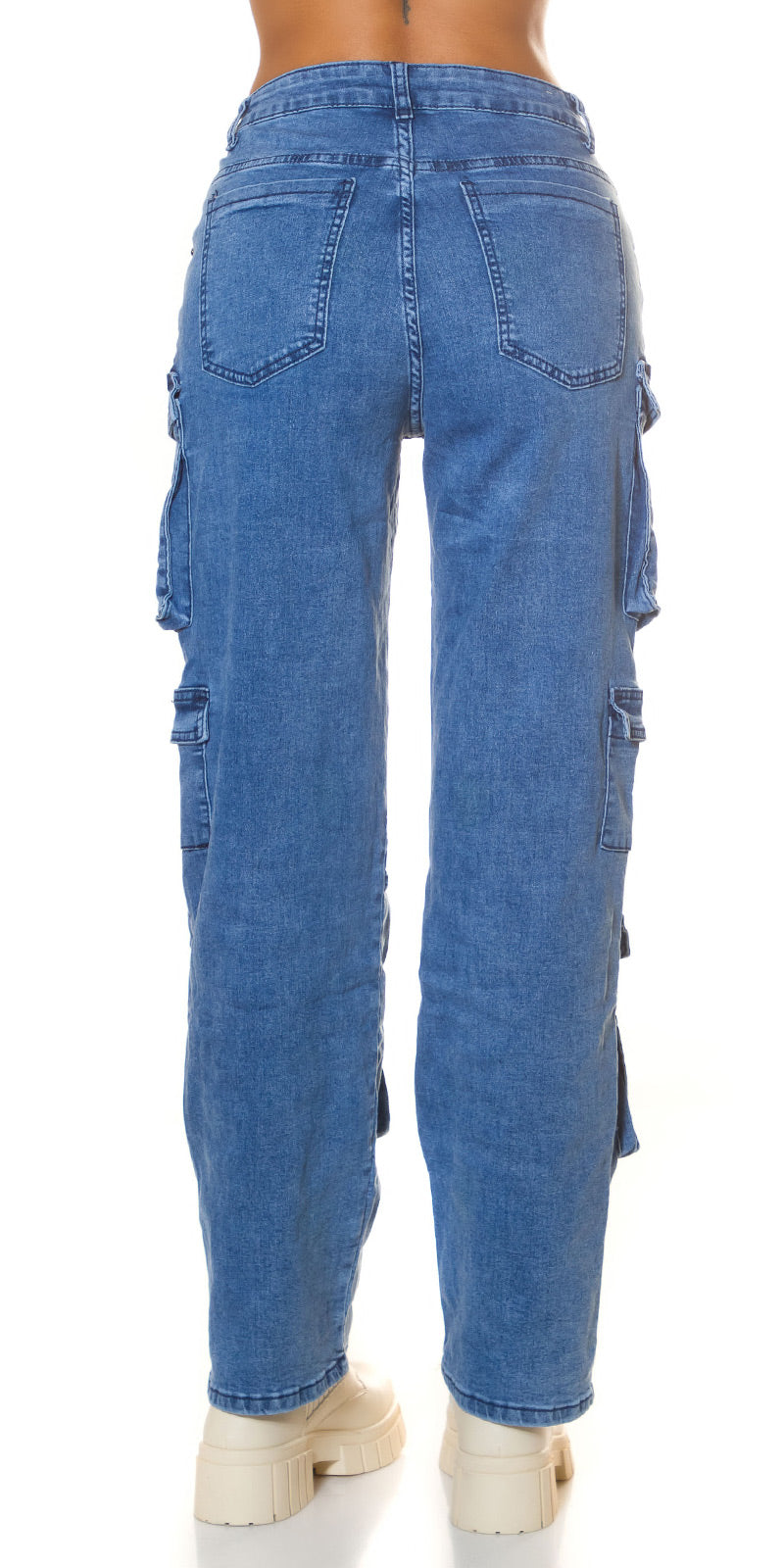 High-Waist Cargo Jeans